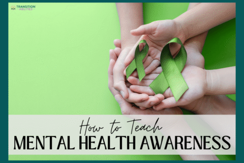 Hands holding green ribbons for mental health awareness