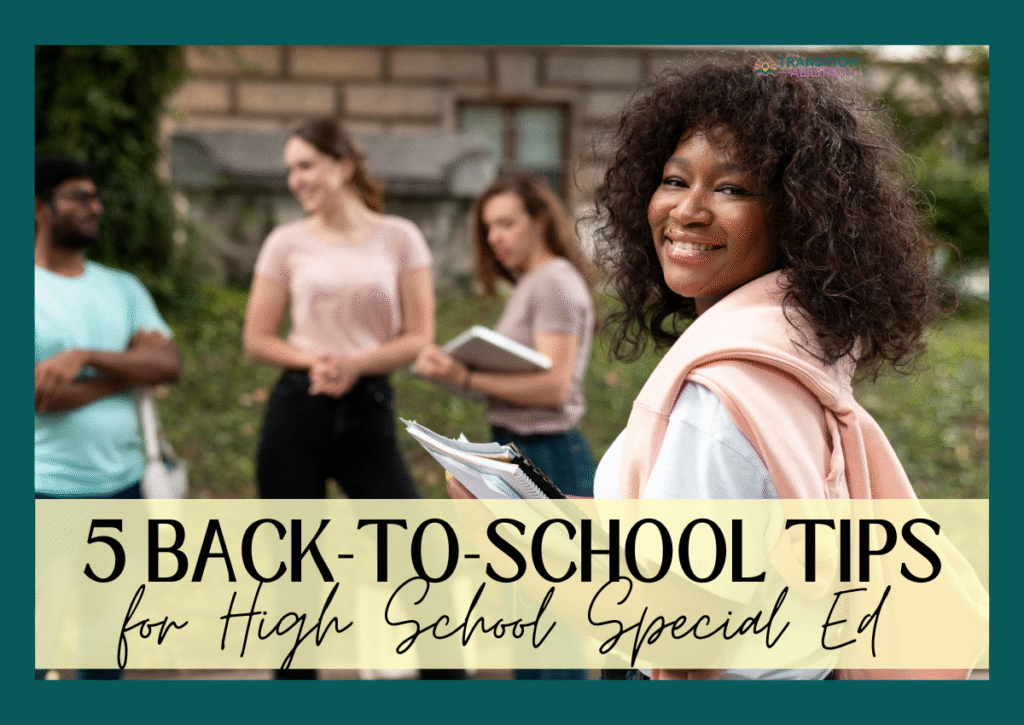 Students standing outdoors with text back-to-school resources for special education