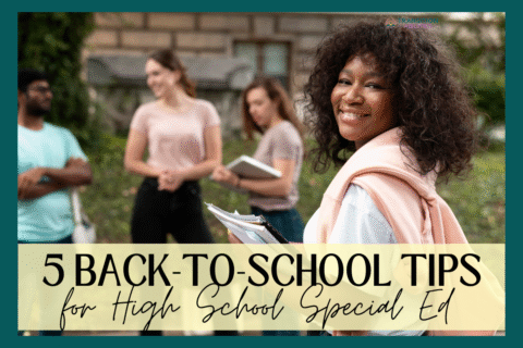 Students standing outdoors with text back-to-school resources for special education