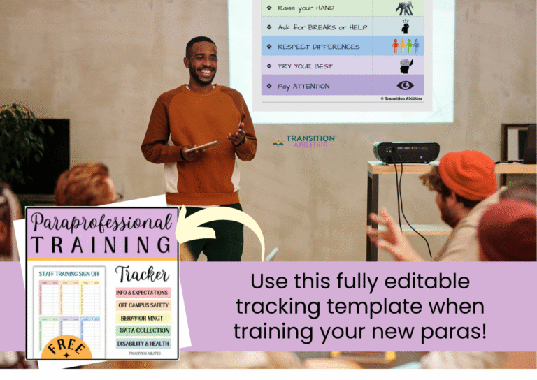 Paraprofessional training presentation with tracking template