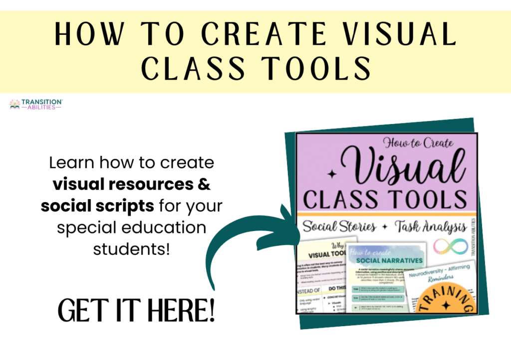 Visual class tools and social scripts training resource