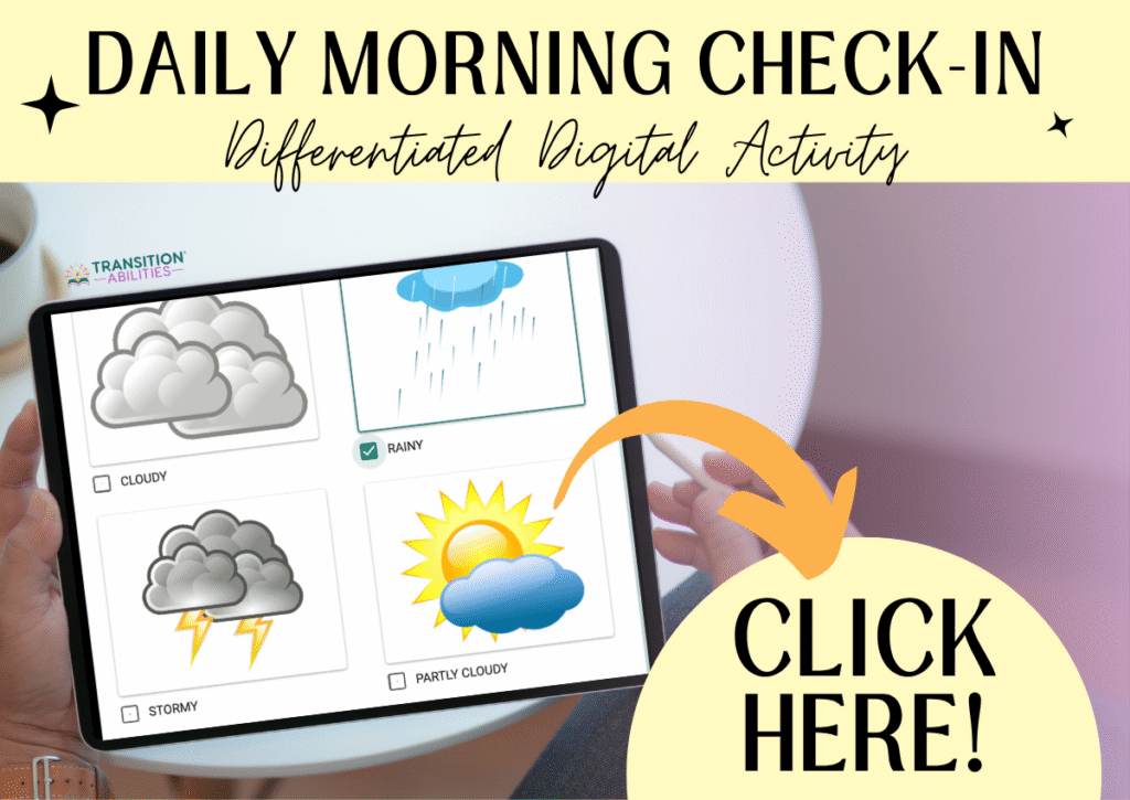 Daily morning check-in weather activity on a tablet