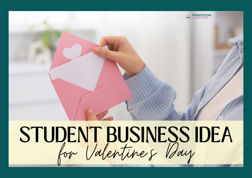 Person holding a handmade Valentine card in a pink envelope