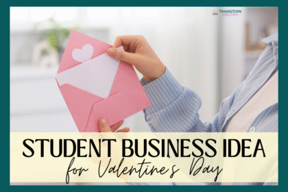 Person holding a handmade Valentine card in a pink envelope