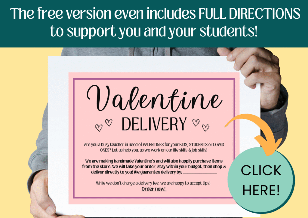 Valentine delivery flyer held by a person