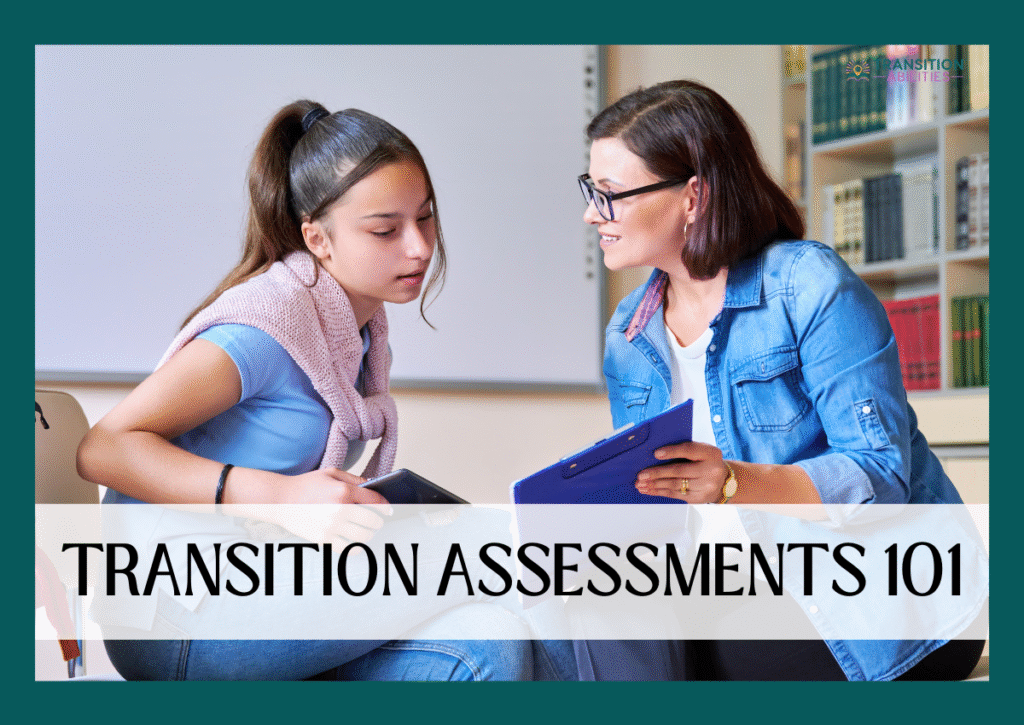 Teacher and student discussing transition assessments