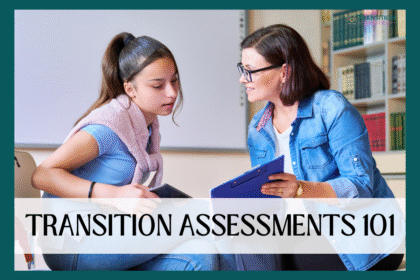 Teacher and student discussing transition assessments