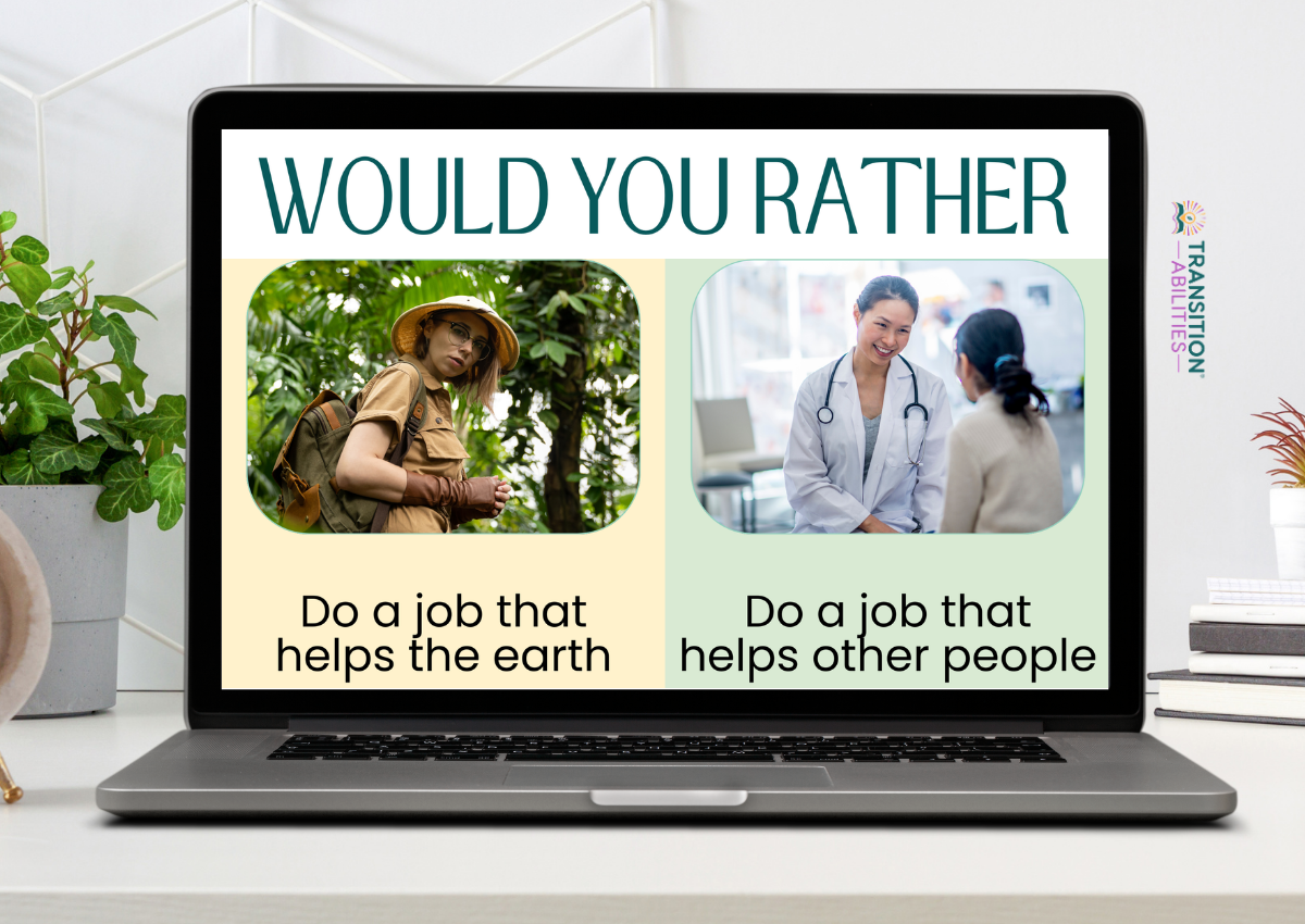 Would you rather career choice activity on laptop