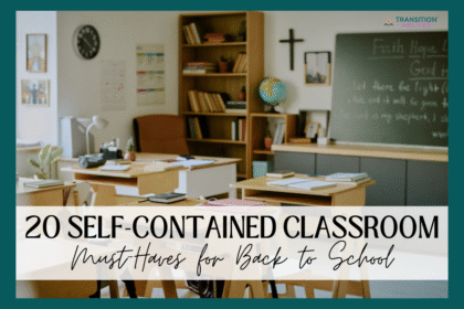 Empty self-contained classroom ready for back to school