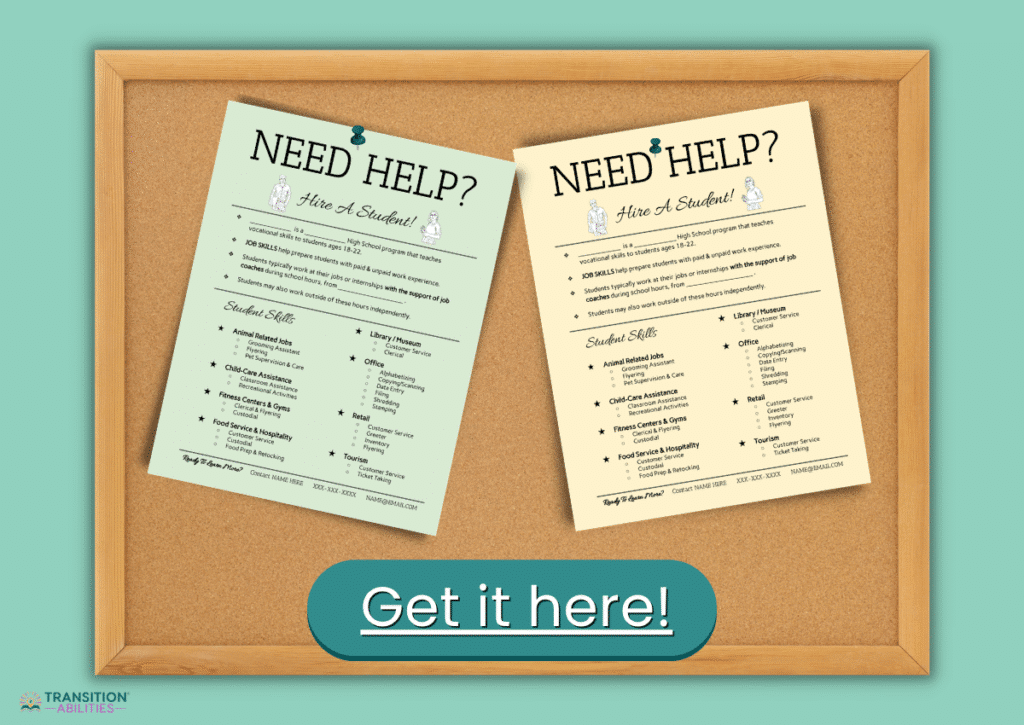 Student hiring flyers pinned on bulletin board