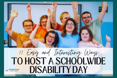 Group of students smiling during school disability day