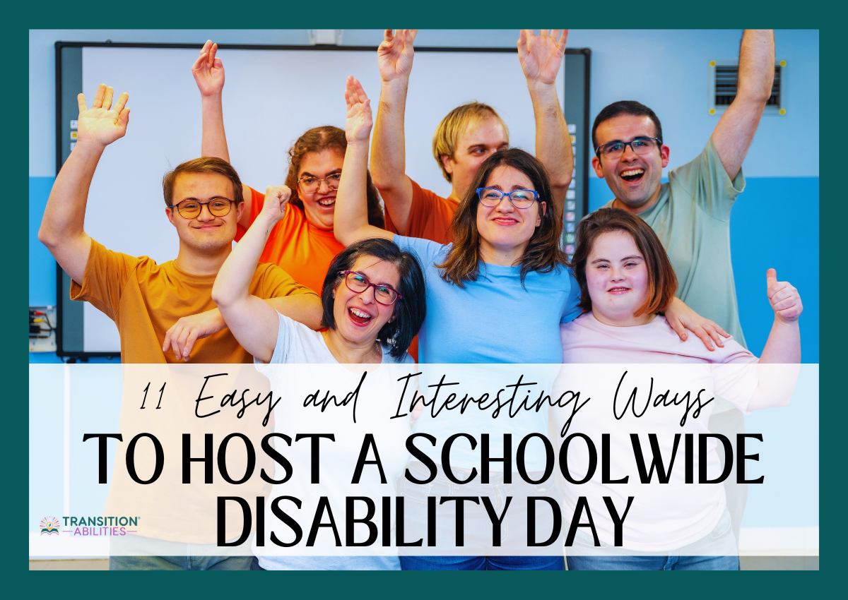 Group of students smiling during school disability day