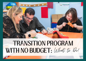 Teacher and students doing crafts in a transition classroom