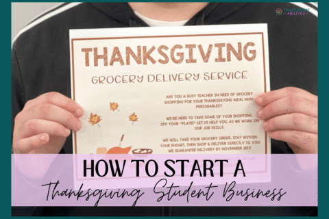a man holding Thanksgiving grocery delivery flyer
