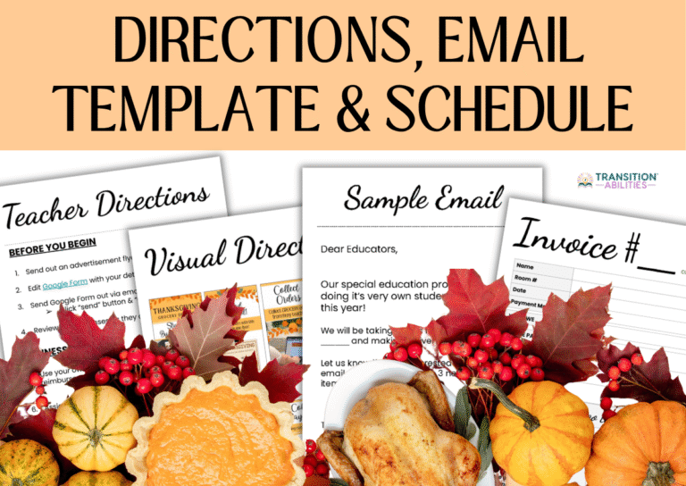 Thanksgiving templates with directions, email, and invoice