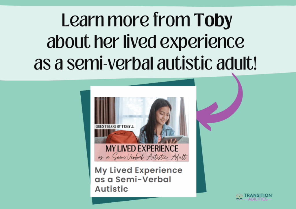 Graphic promoting lived experience of a semi-verbal autistic adult