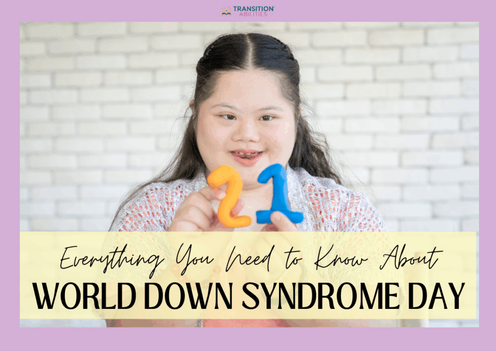 Girl holding number 21 blocks for World Down Syndrome Day