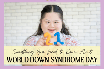 Girl holding number 21 blocks for World Down Syndrome Day