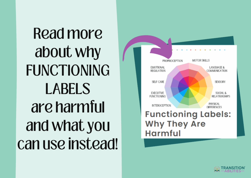 Graphic explaining why functioning labels are harmful.