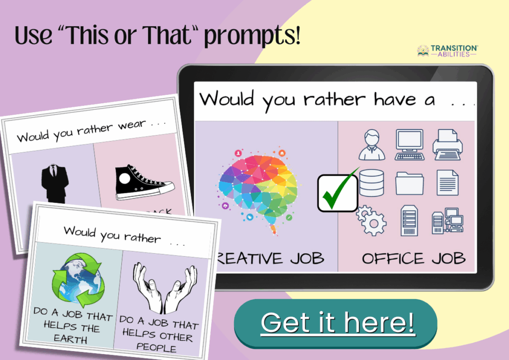 “Would you rather” classroom prompts comparing different choices.