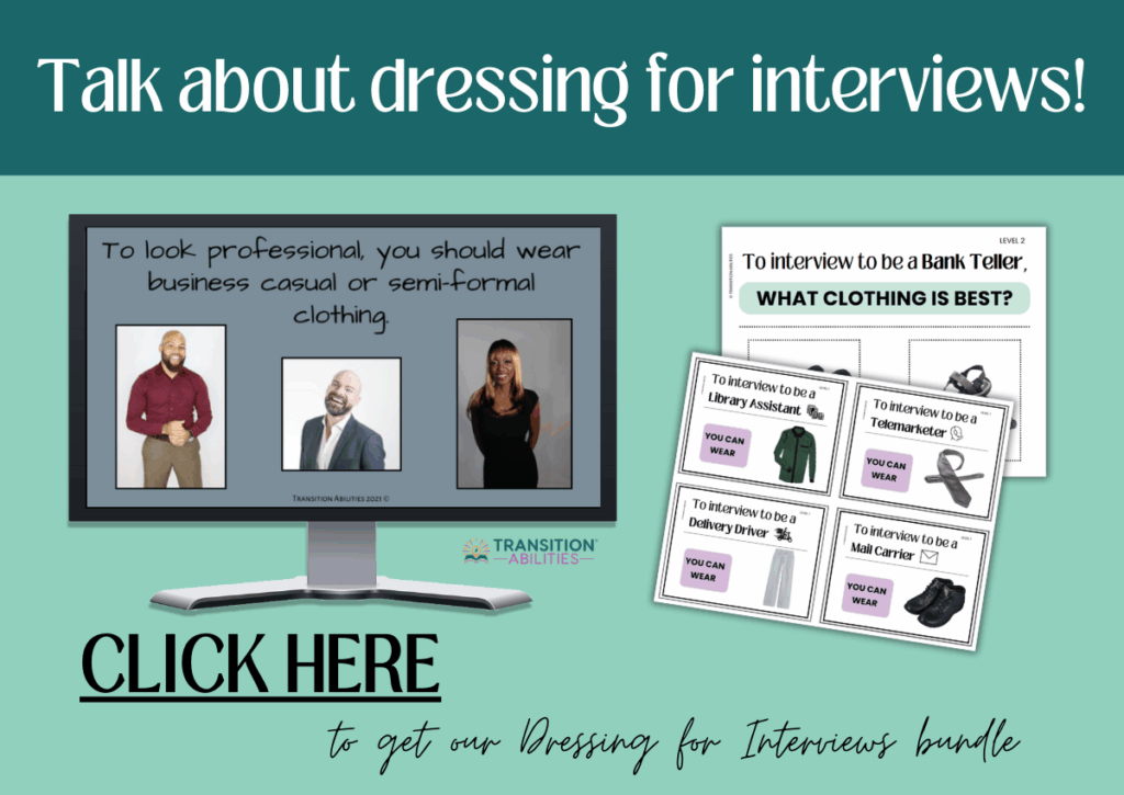 A graphic teaches how to dress professionally for job interviews.