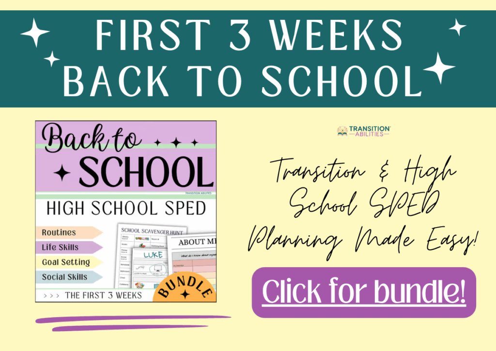 First three weeks back-to-school bundle for high school special education.