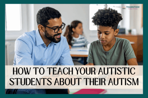 A teacher assists a student with schoolwork in a classroom