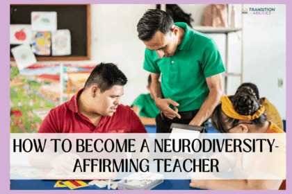 A teacher works with students during a classroom activity.