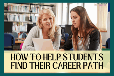 Teacher and student looking at a laptop with text “How to Help Students Find Their Career Path.”