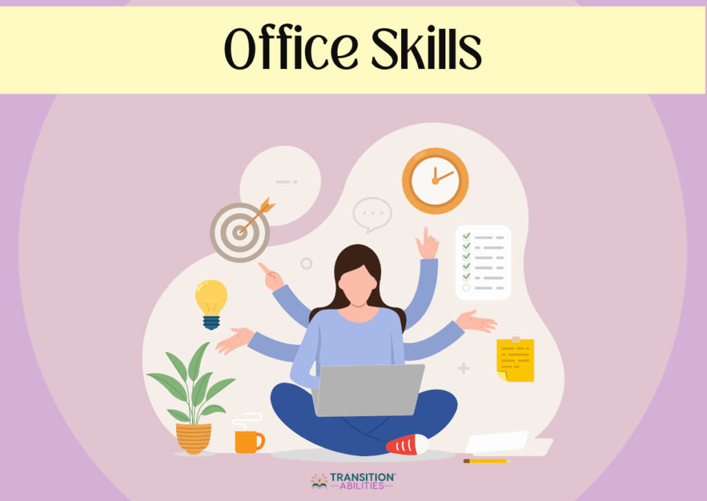 Cartoon woman sitting cross-legged with a laptop and multiple arms multitasking