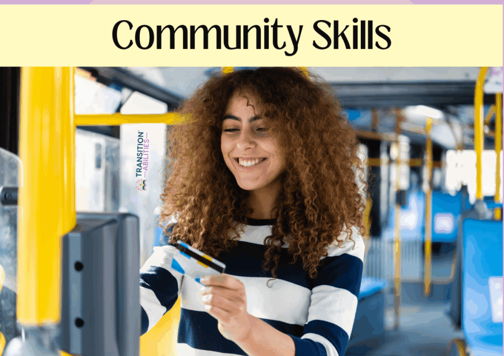 Young woman tapping a card on a bus scanner while smiling